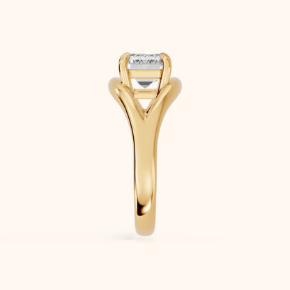 Madeleine Split Shank Emerald Diamond Engagement Ring in Yellow Gold - SideView.webp