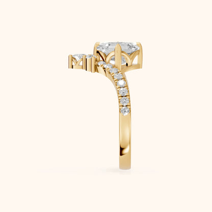 Isabella Legacy Side Stone Asscher Diamond Engagement Ring in Yellow Gold - SideView