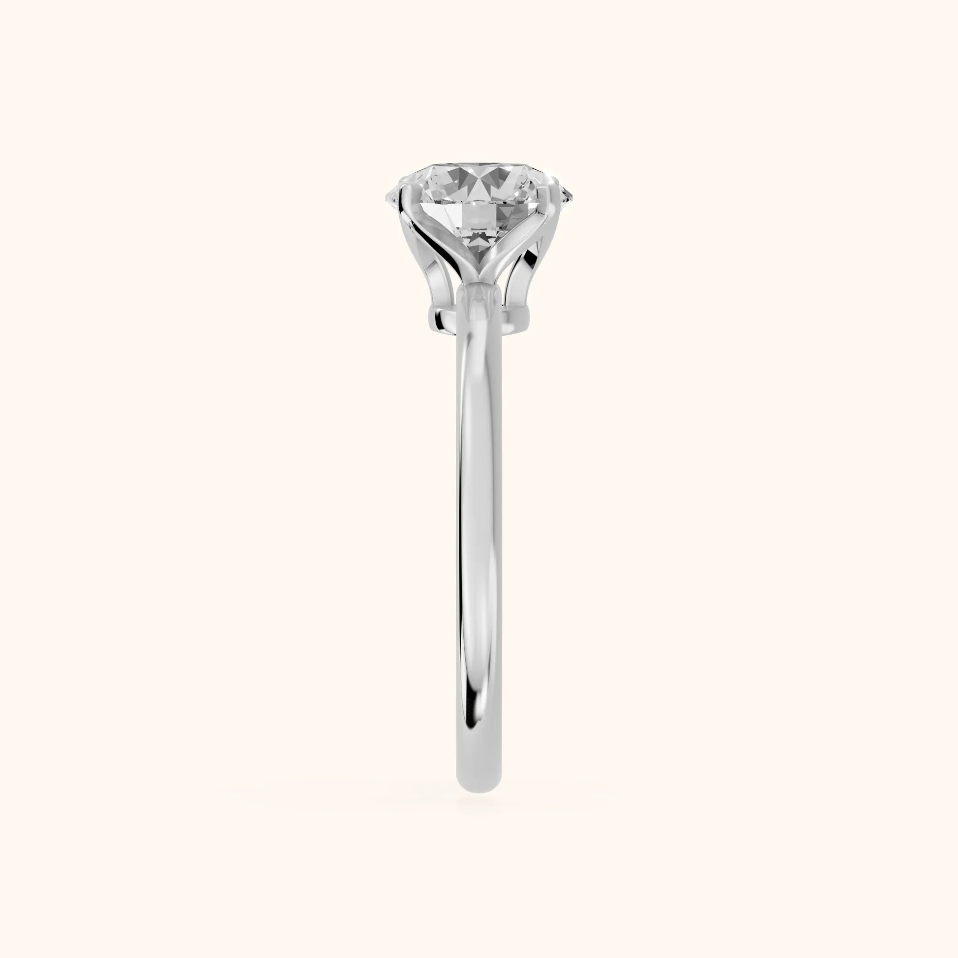 Flora Guardian Solitaire Round Diamond Engagement Ring in Silver - SideView