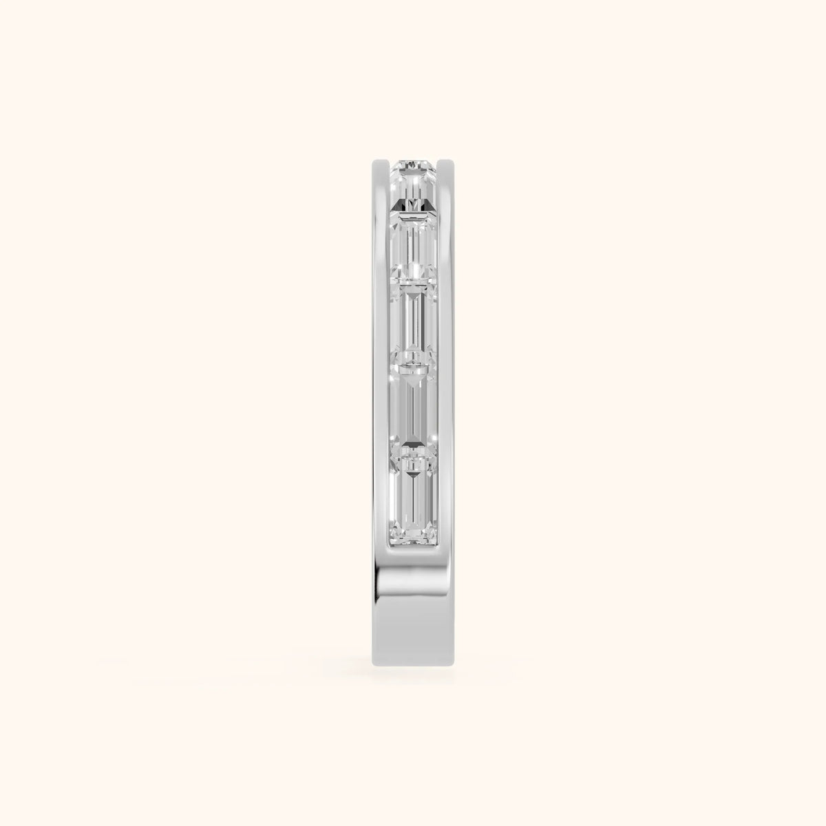 Marina Channel Set Baguette Diamond Half Eternity Band in Silver - SideView