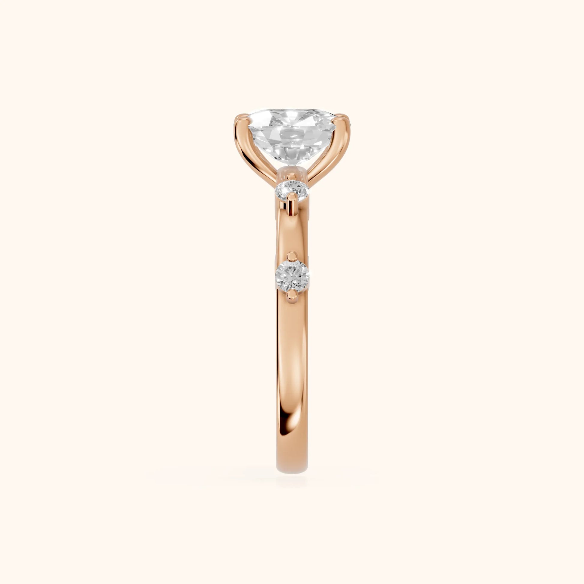 Elena Radiance Solitaire Cushion Diamond Engagement Ring in Rose Gold - SideView