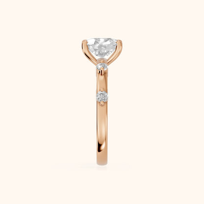 Elena Radiance Solitaire Cushion Diamond Engagement Ring in Rose Gold - SideView