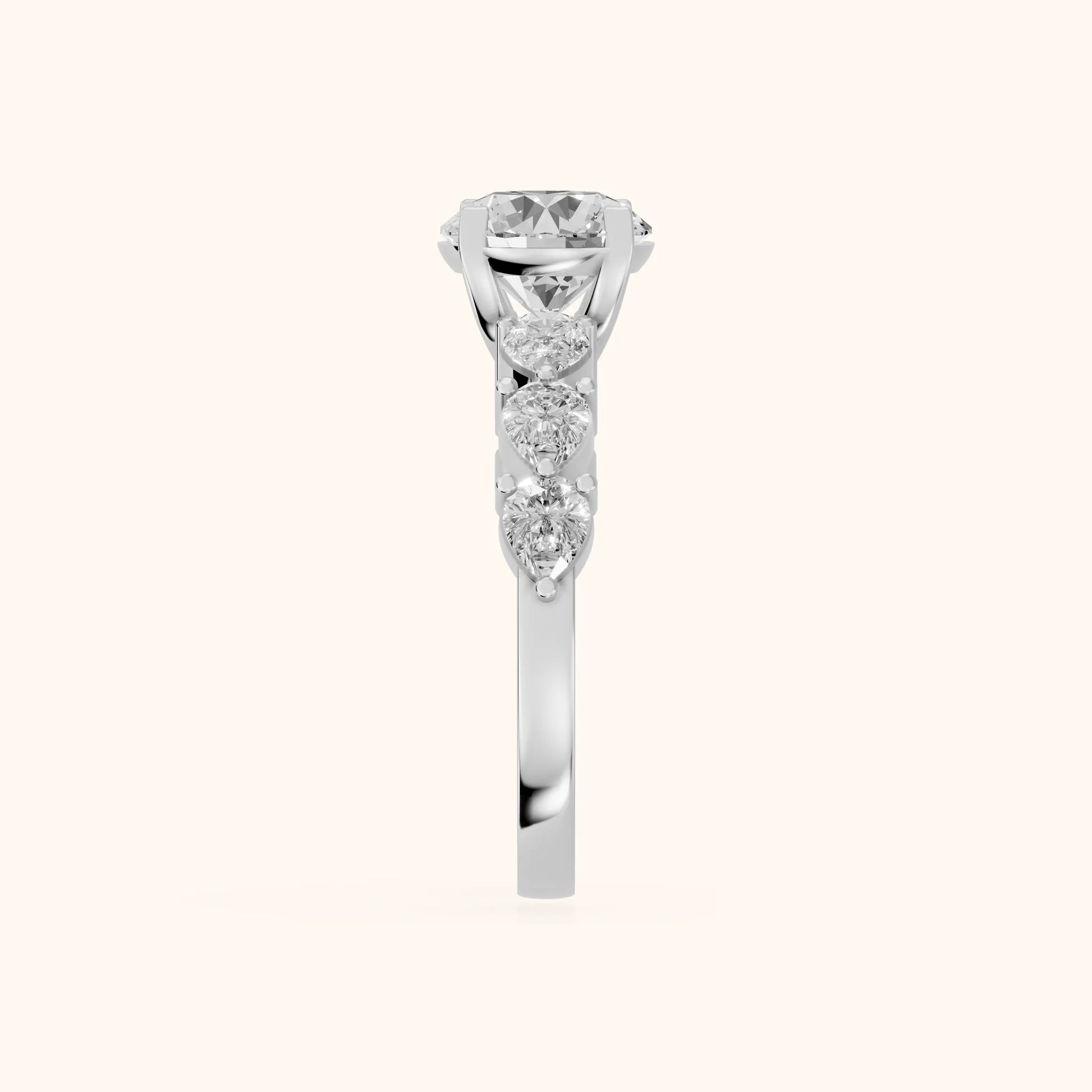 Iris Round Diamond Bridal Set in Platinum - SideView