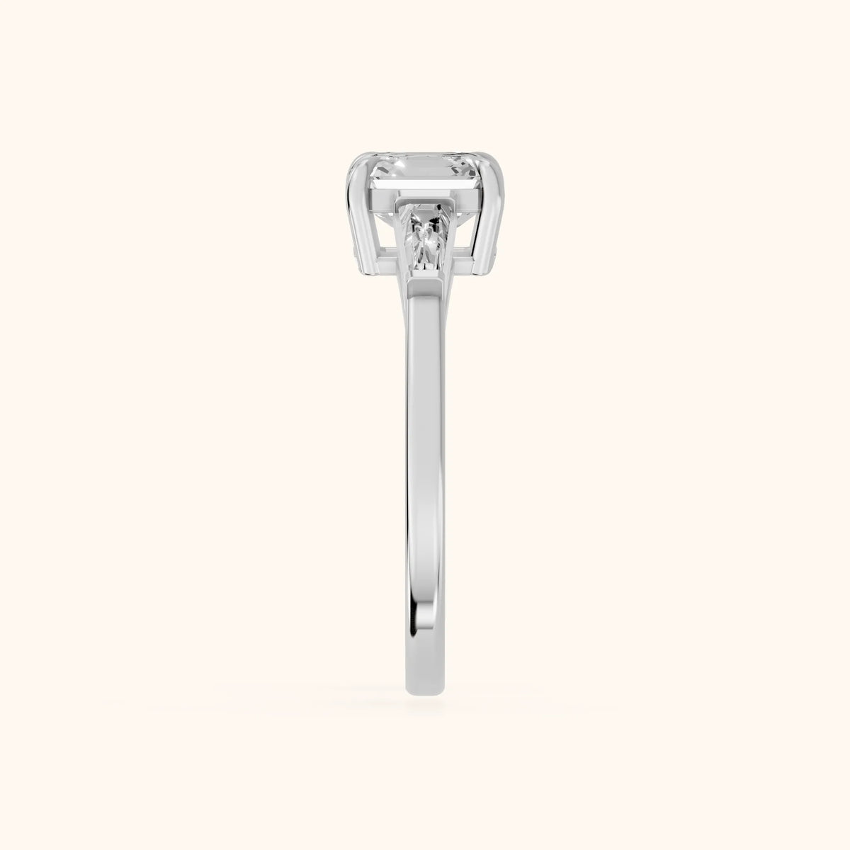 Winnie Three-Stone Asscher Diamond Engagement Ring in Platinum - SideView.webp