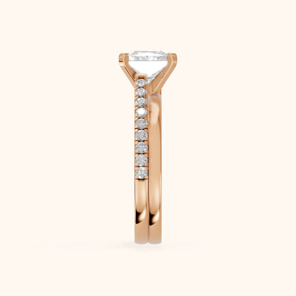 Edith Criss Cross Pavé Princess Diamond Engagement Ring in Rose Gold - SideView.webp