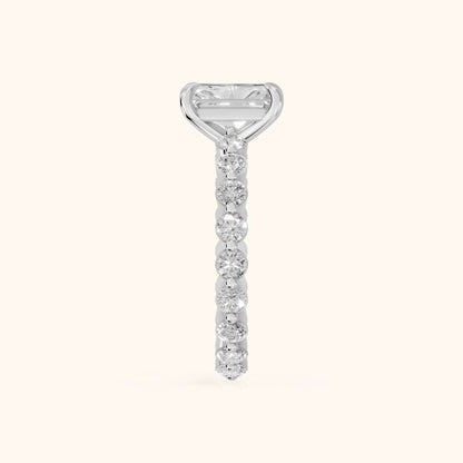 Piper Sidestone Radiant Diamond Engagement Ring in Silver - SideView.webp