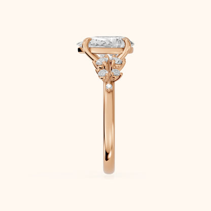 Evelina Bloom Pear Diamond Engagement Ring in Rose Gold - SideView