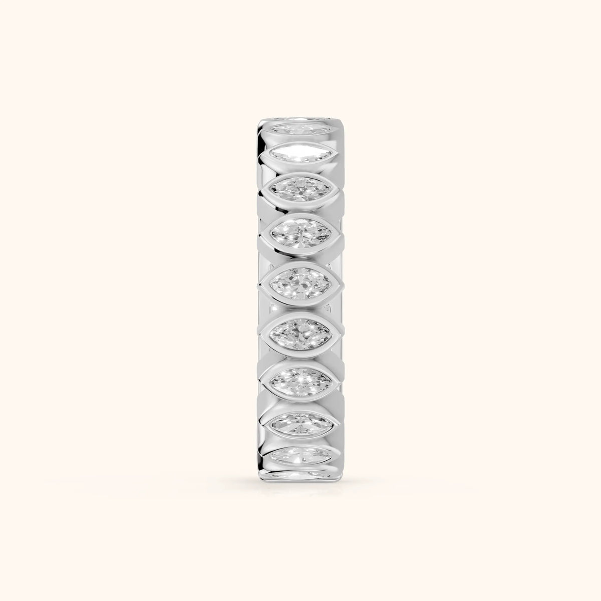 Pilar Bezel Marquise & Baguette Diamond Eternity Band in White Gold - SideView