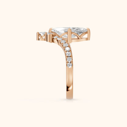 Isabella Legacy Side Stone Marquise Diamond Engagement Ring in Rose Gold - SideView
