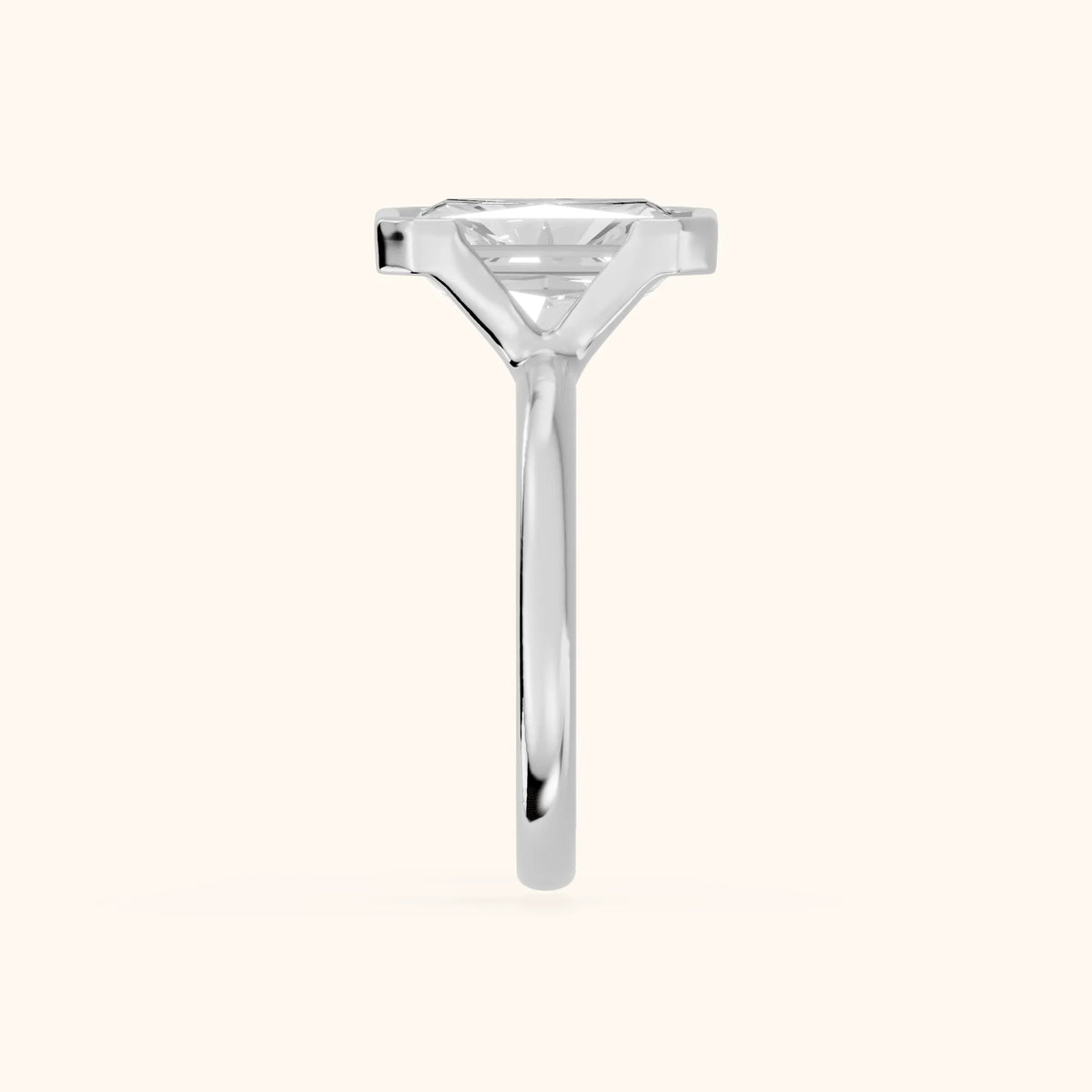 Winslow Partial Bezel Solitaire Radiant Diamond Engagement Ring in Silver - SideView.webp