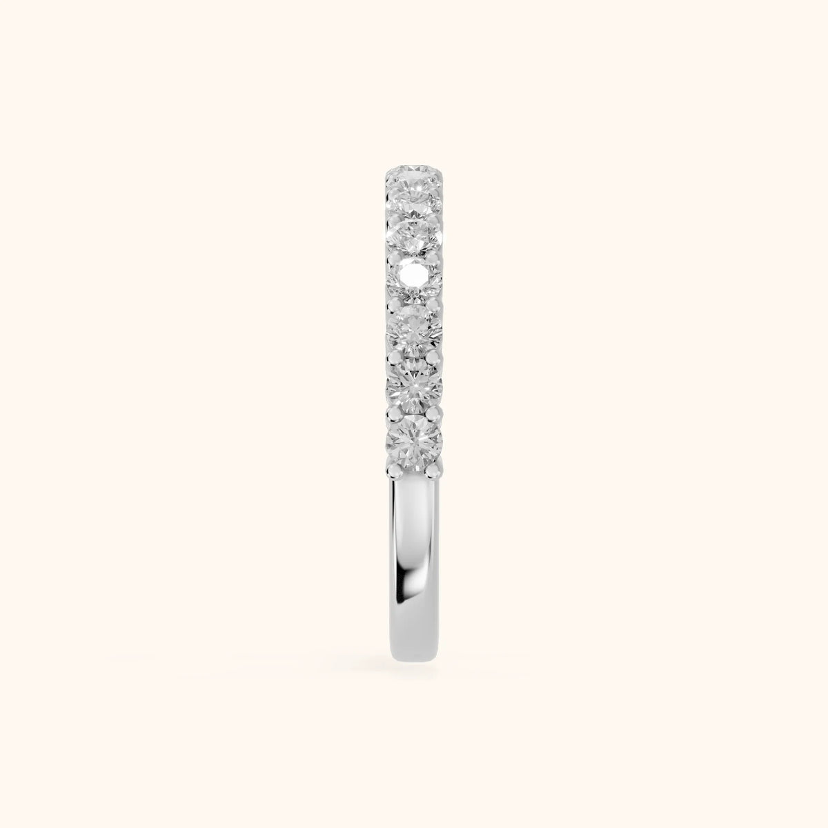 Gala Shared Prong Round Diamond Half Eternity Band in Silver - SideView