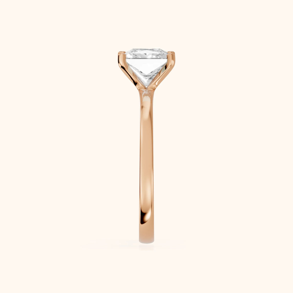 Matilda Cathedral Solitaire Princess Diamond Engagement Ring in Rose Gold - SideView.webp
