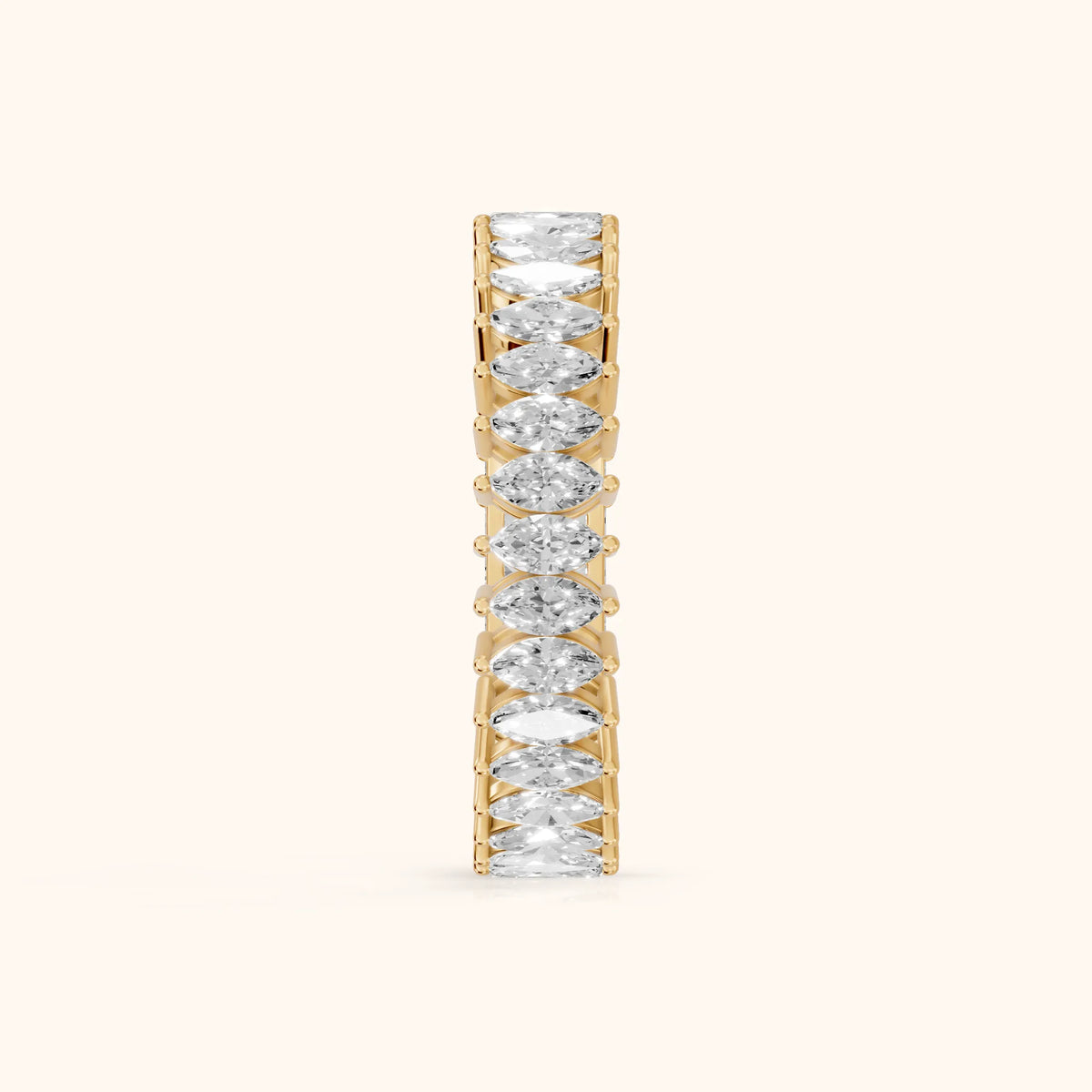 Maite Shared Prong Marquise & Baguette Diamond Eternity Band in Yellow Gold - SideView