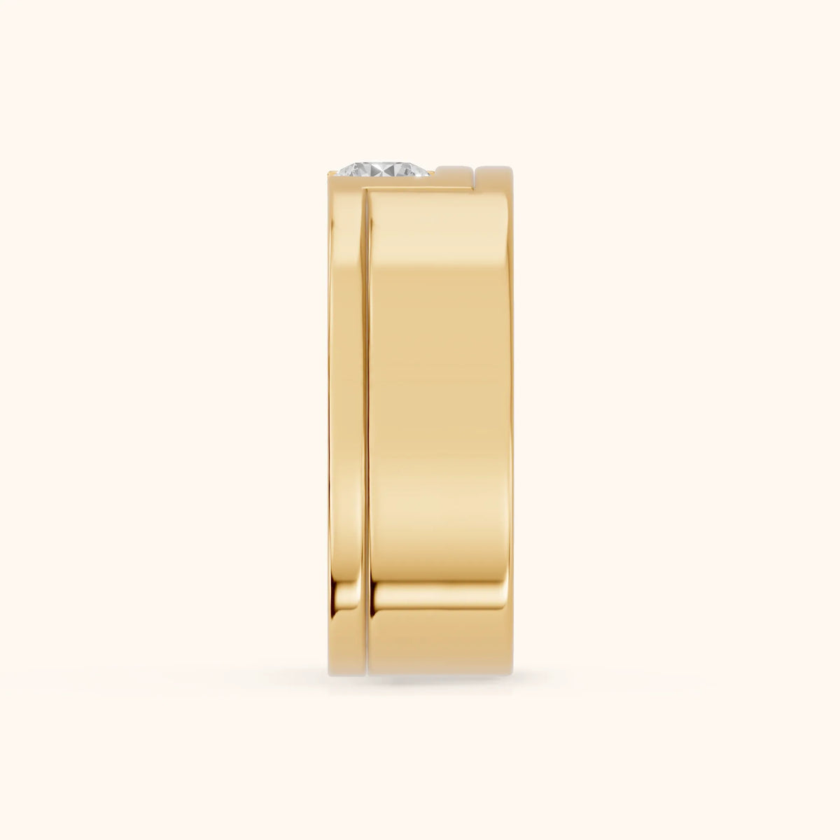 Marika Bezel Round Diamond Wedding Band in Yellow Gold - SideView