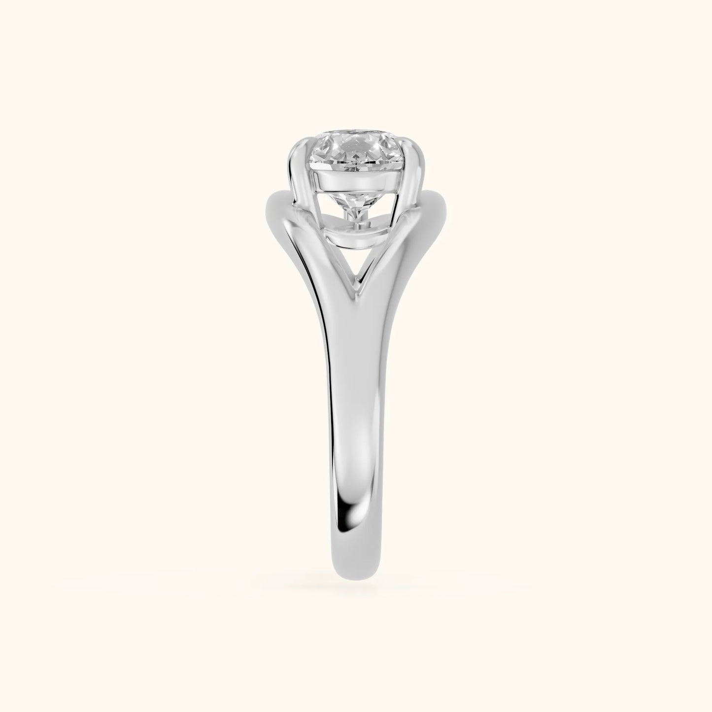 Seraphina Criss Cross Pear Diamond Engagement Ring in White Gold - SideView