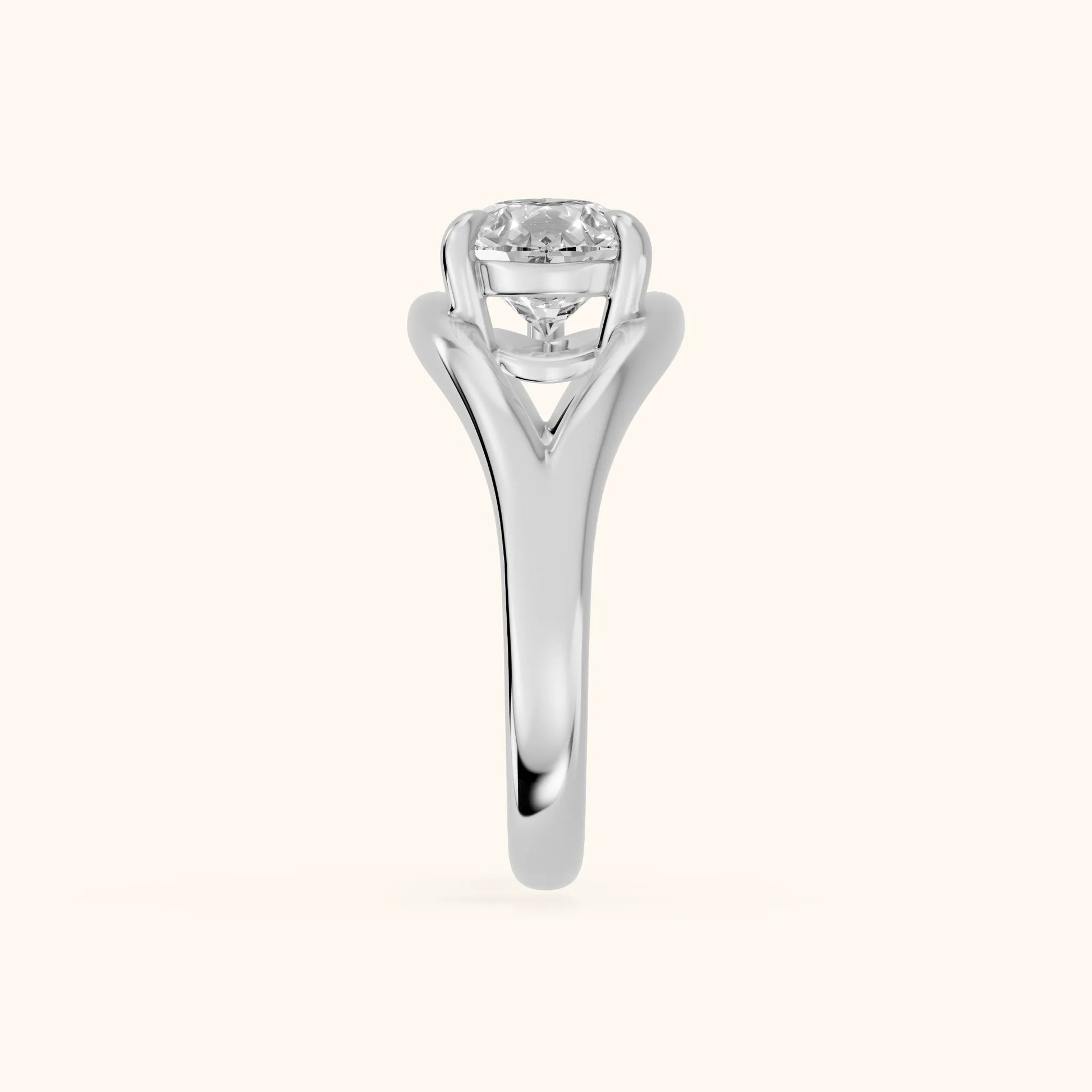 Seraphina Criss Cross Pear Diamond Engagement Ring in White Gold - SideView
