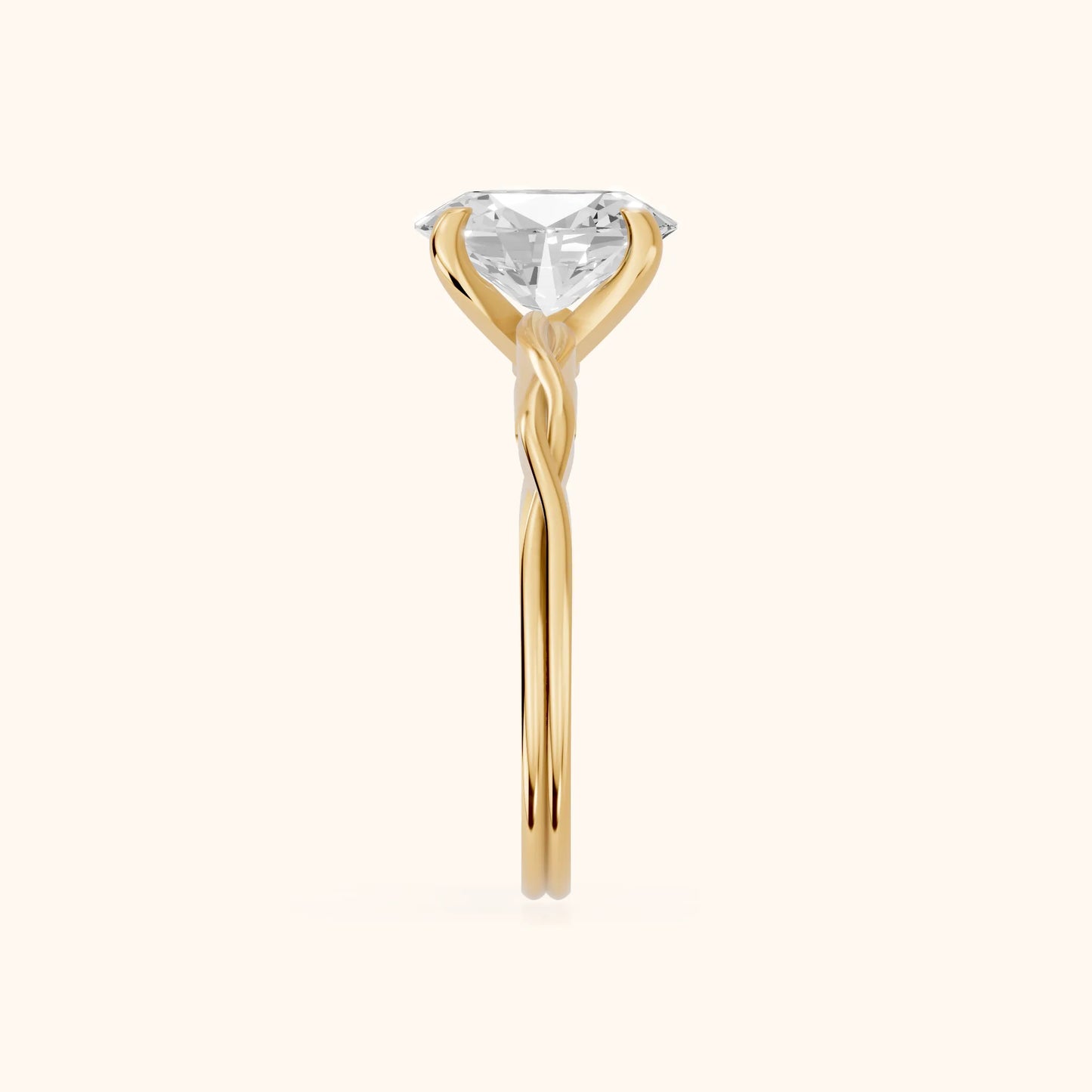Iris Twist Oval Diamond Engagement Ring in Yellow Gold - SideView