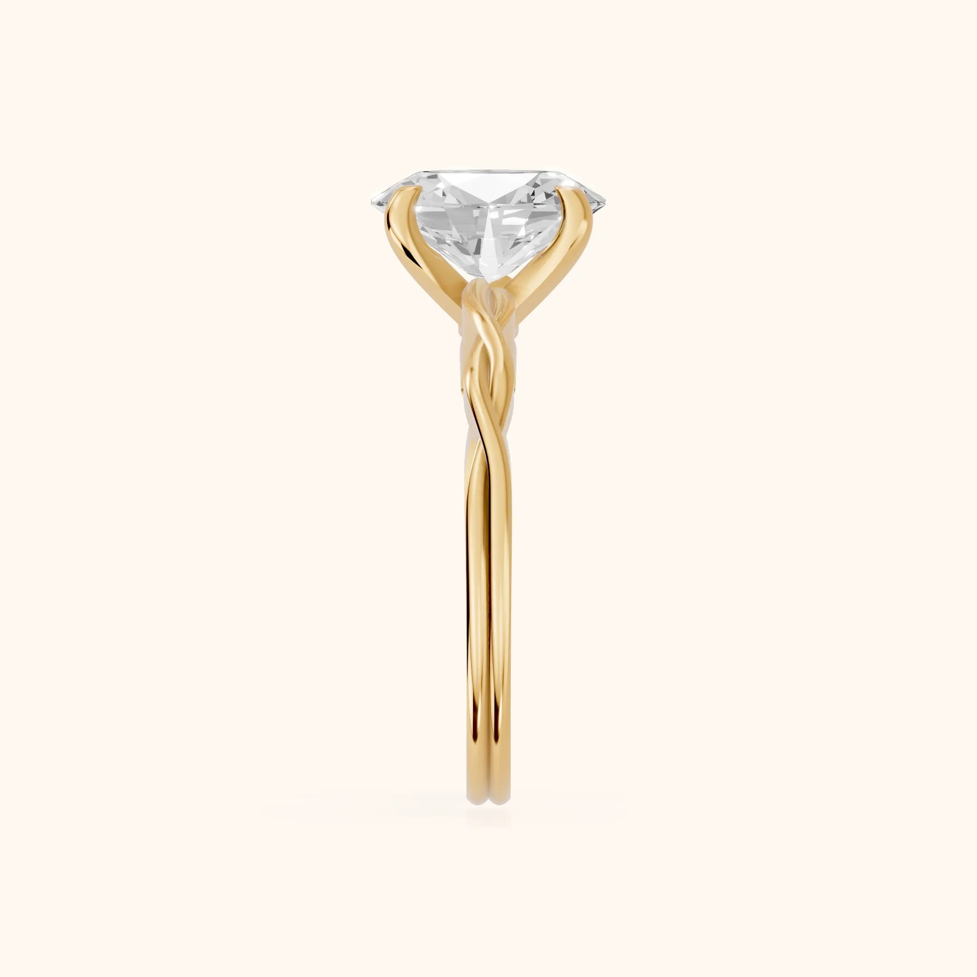 Iris Twist Oval Diamond Engagement Ring in Yellow Gold - SideView