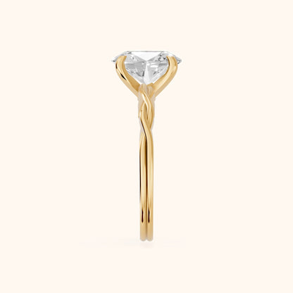 Iris Twist Oval Diamond Engagement Ring in Yellow Gold - SideView