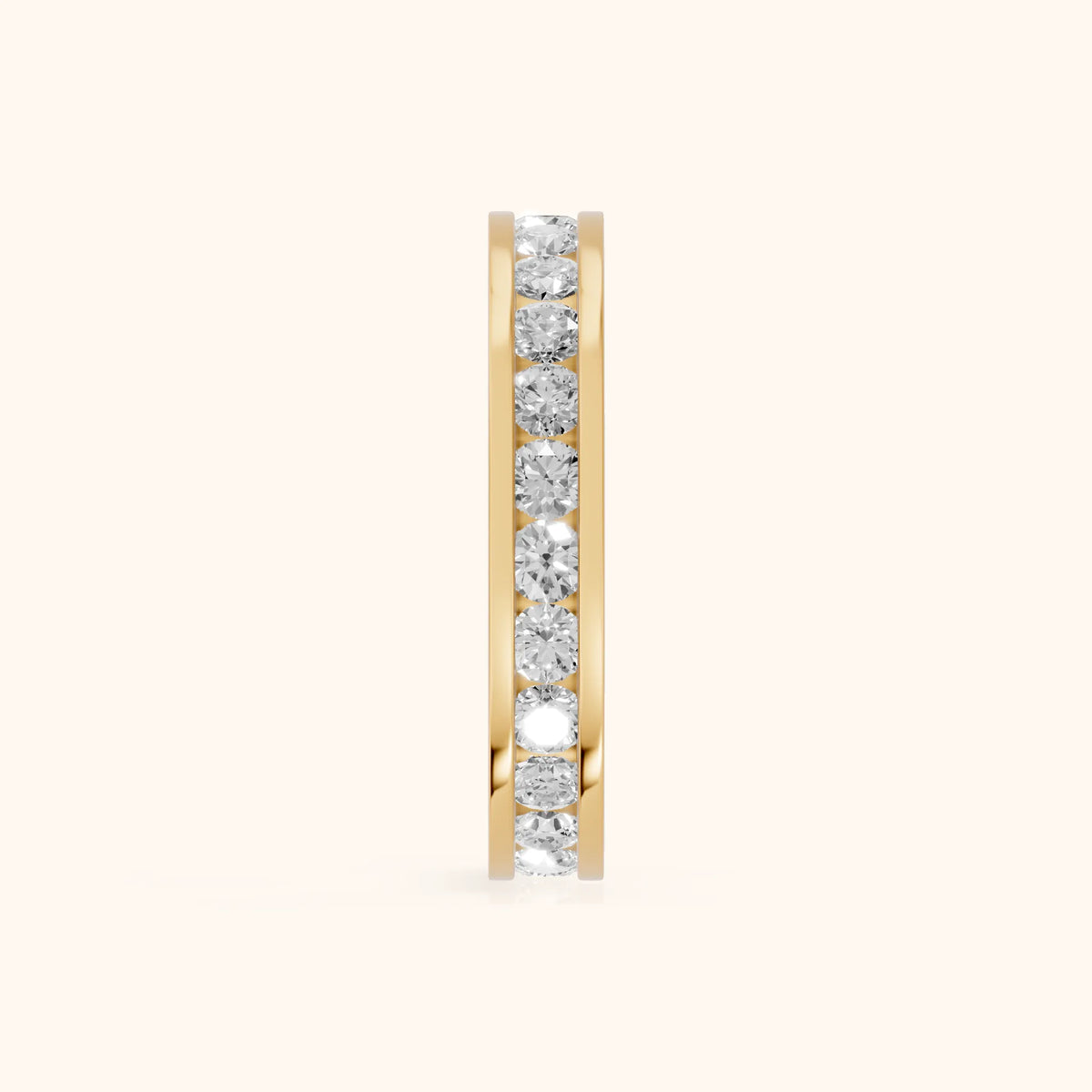 Ayana Channel Set Round Diamond Eternity Band in Yellow Gold - SideView