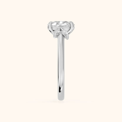 Hattie Leaf Cushion Diamond Engagement Ring in Silver - SideView.webp