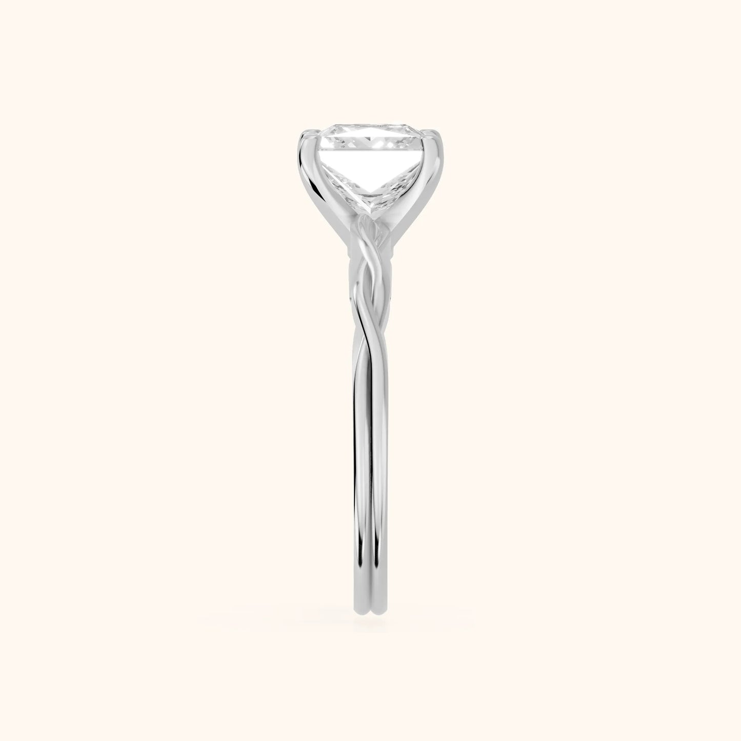 Iris Twist Princess Diamond Engagement Ring in Silver - SideView