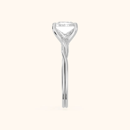 Iris Twist Princess Diamond Engagement Ring in Silver - SideView