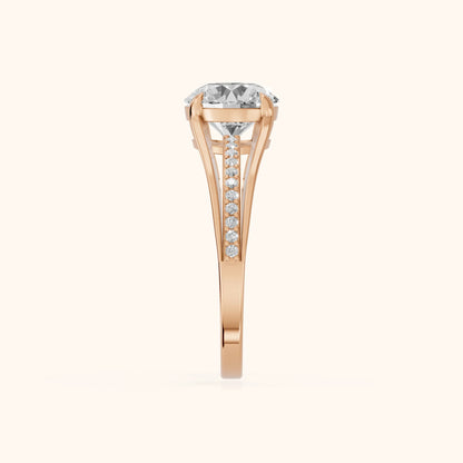 Lucinda Split Shank Round Diamond Engagement Ring in Rose Gold - SideView.webp