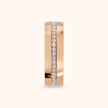 Kassia Micropavé Round Diamond Eternity Band in Rose Gold - SideView