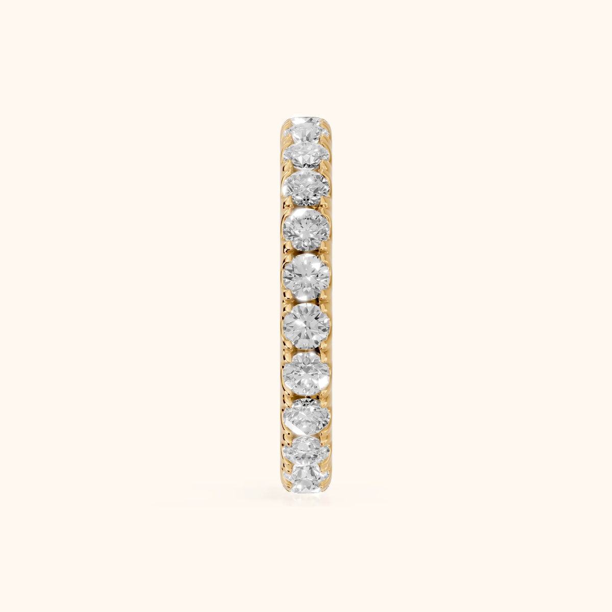 Ramona Shared Prong Round Diamond Eternity Band in Yellow Gold - SideView