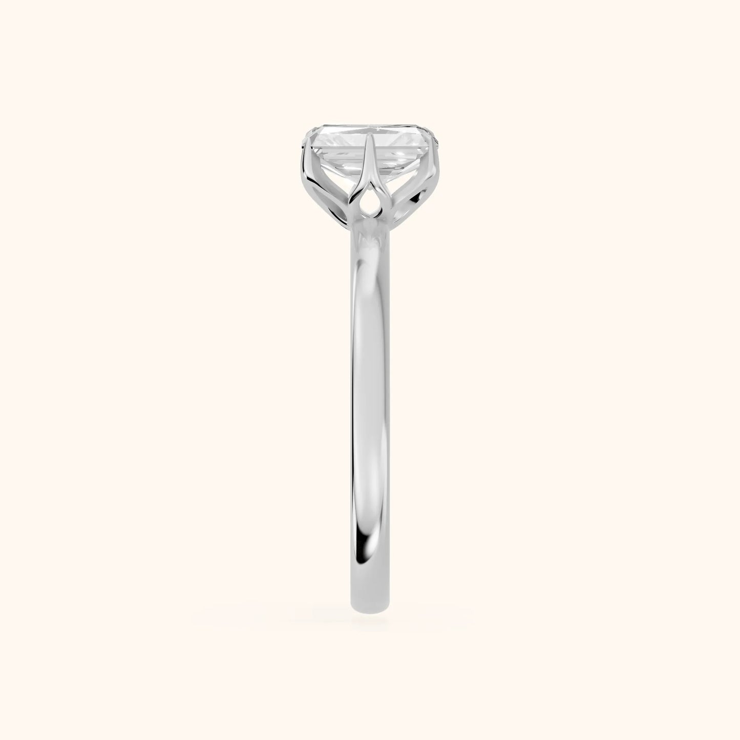 Serena Blossom Solitaire Radiant Diamond Engagement Ring in Platinum - SideView