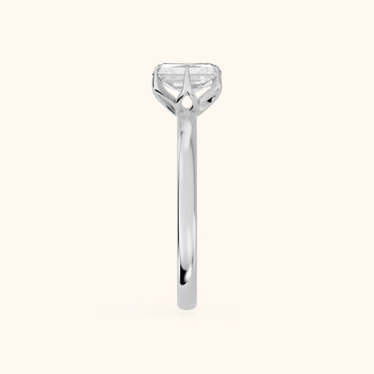 Serena Blossom Solitaire Radiant Diamond Engagement Ring in Platinum - SideView