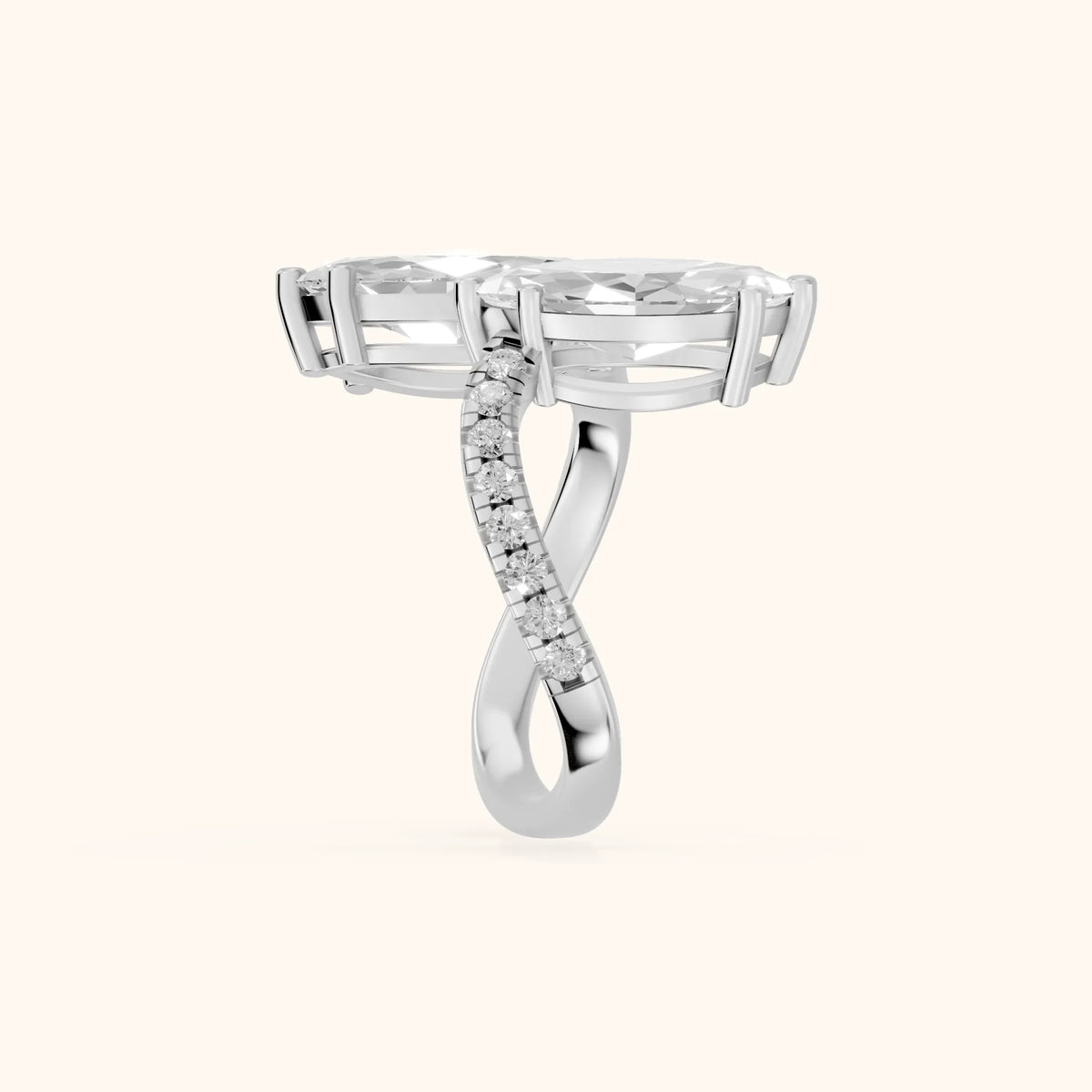 Lottie Two-Stone Bypass Marquise Diamond Engagement Ring in Silver - SideView.webp