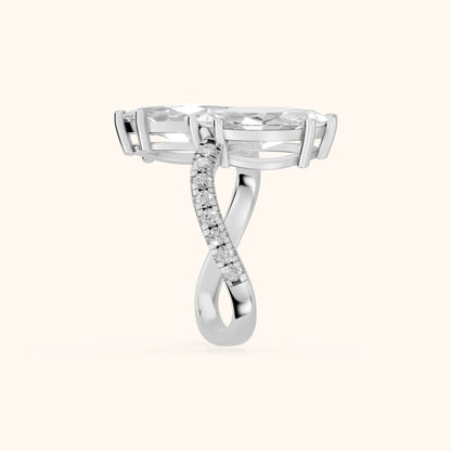 Lottie Two-Stone Bypass Marquise Diamond Engagement Ring in Silver - SideView.webp
