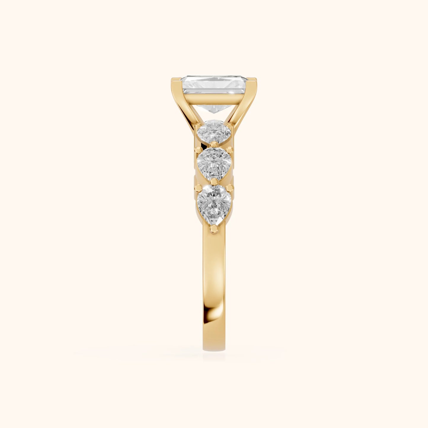 Iris Radiant Diamond Bridal Set in Yellow Gold - SideView