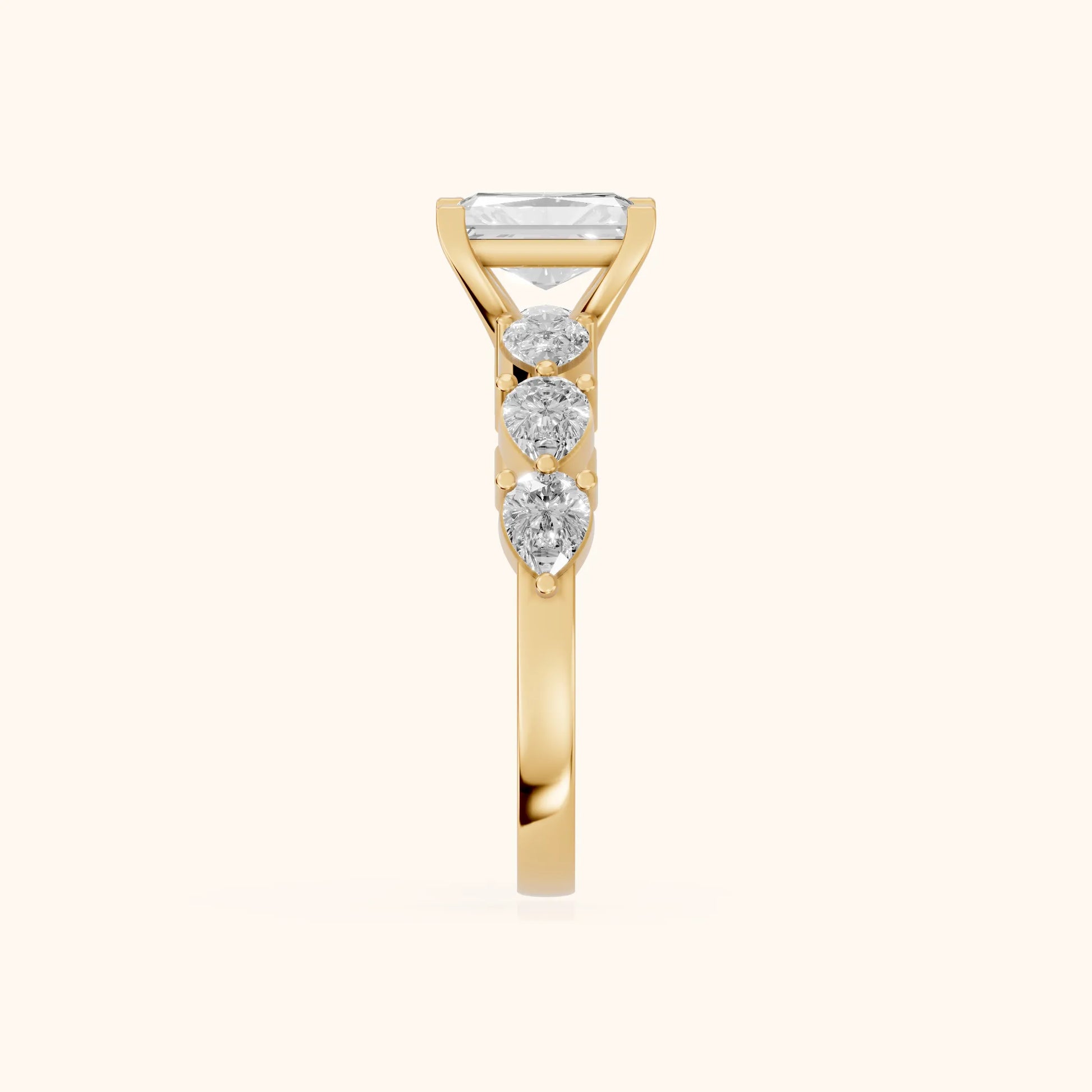 Iris Radiant Diamond Bridal Set in Yellow Gold - SideView