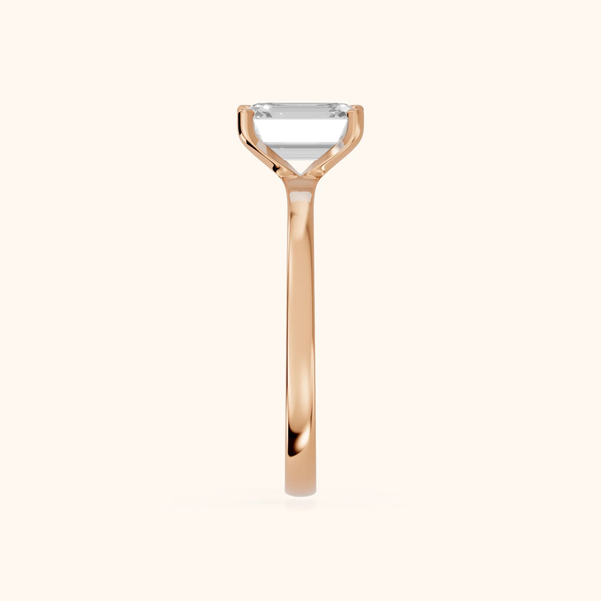 Matilda Cathedral Solitaire Emerald Diamond Engagement Ring in Rose Gold - SideView.webp