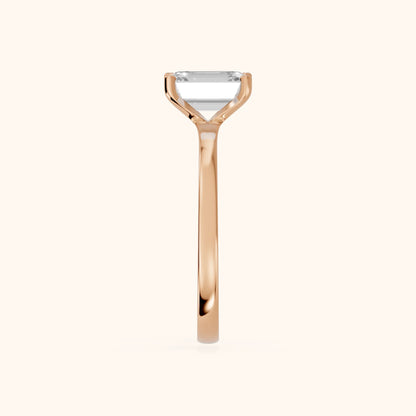 Matilda Cathedral Solitaire Emerald Diamond Engagement Ring in Rose Gold - SideView.webp