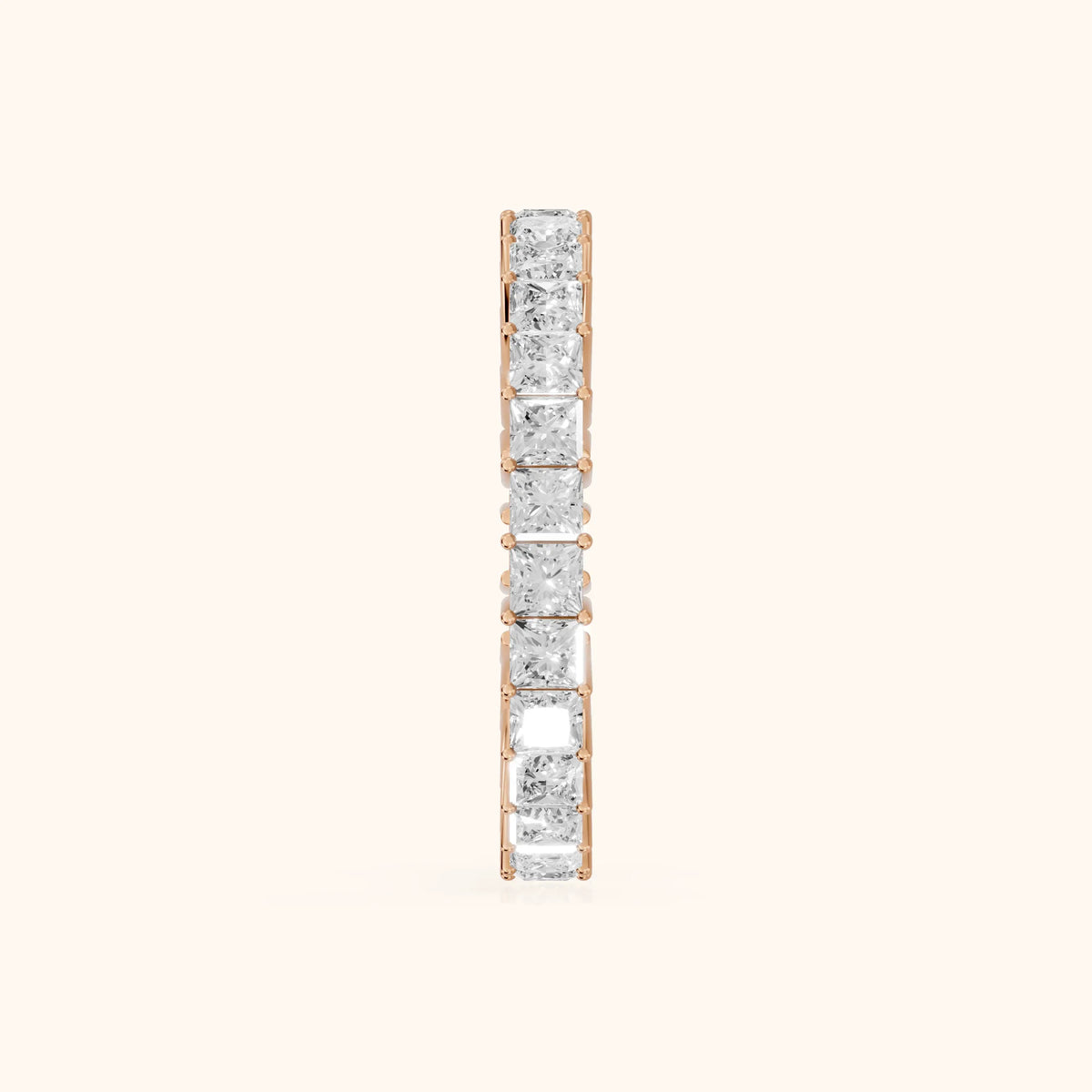Manon Shared Prong Princess Diamond Eternity Band in Rose Gold - SideView
