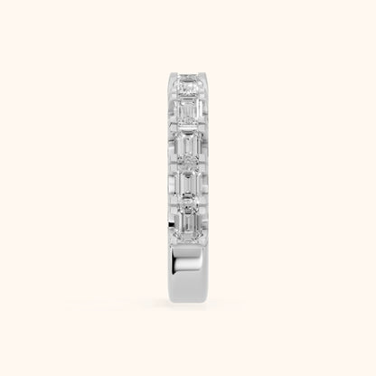 Melina Shared Prong Emerald Diamond Half Eternity Band in Platinum - SideView