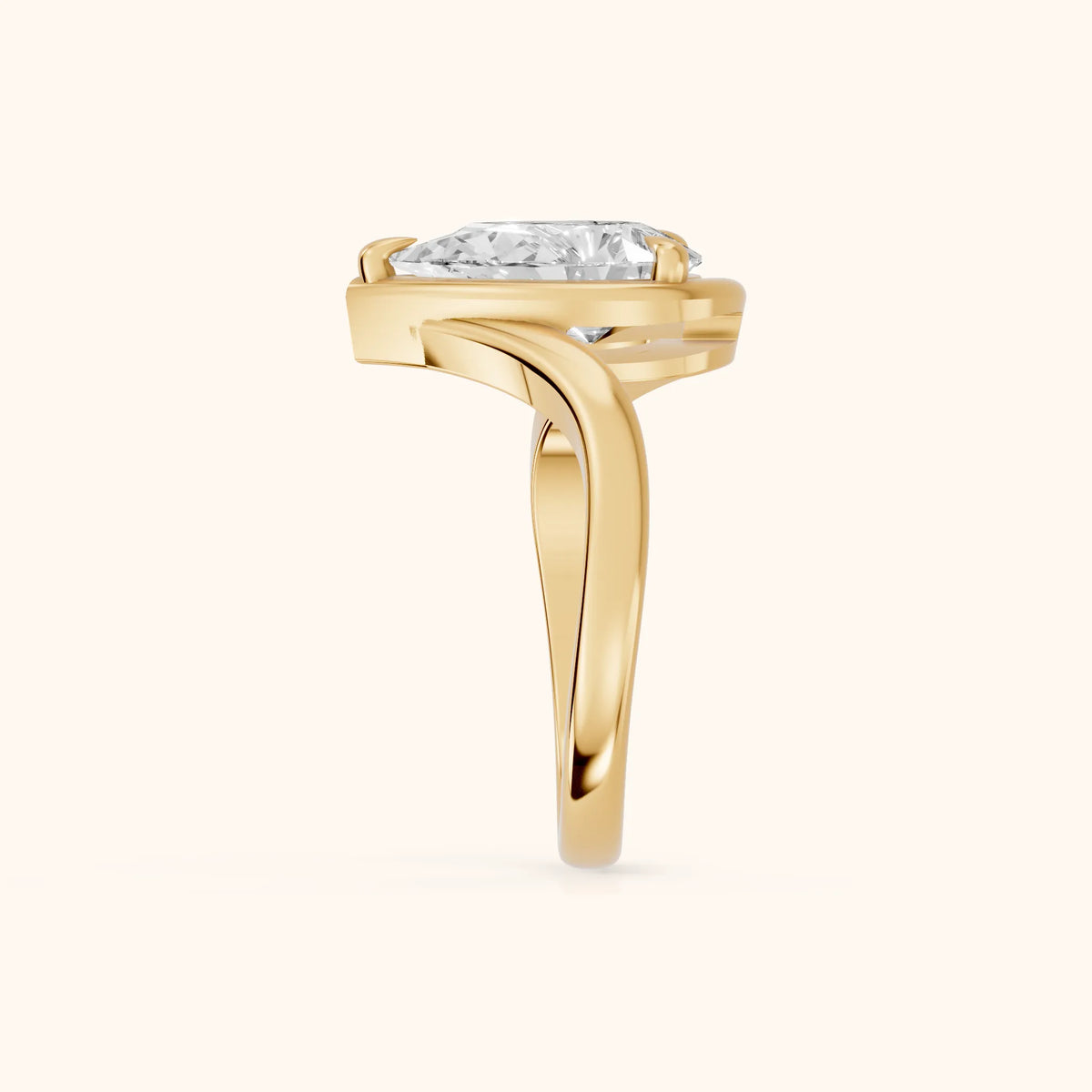 Tabitha Bypass Partial Bezel Pear Diamond Engagement Ring in Yellow Gold - SideView.webp