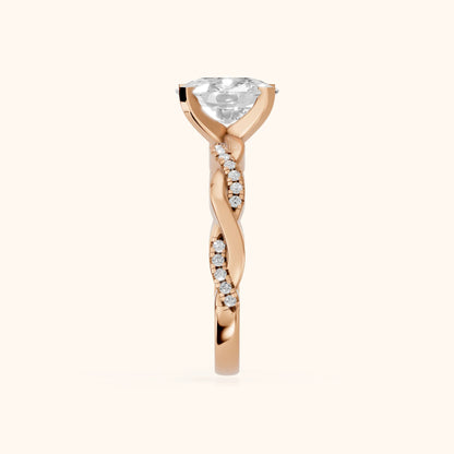 Primrose Pavé Twist Cushion Diamond Engagement Ring in Rose Gold - SideView.webp