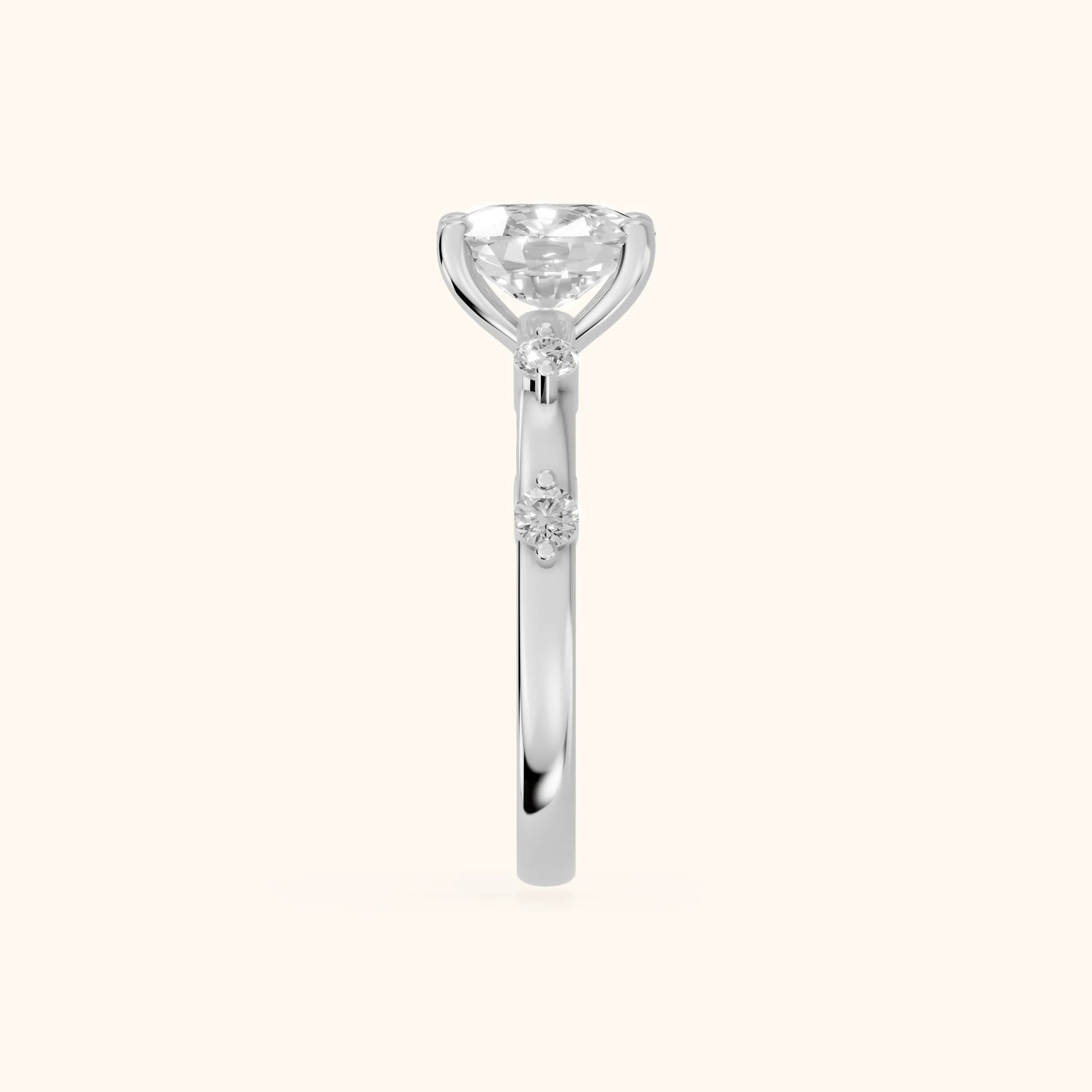 Elena Radiance Solitaire Cushion Diamond Engagement Ring in Platinum - SideView