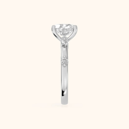 Elena Radiance Solitaire Cushion Diamond Engagement Ring in Platinum - SideView
