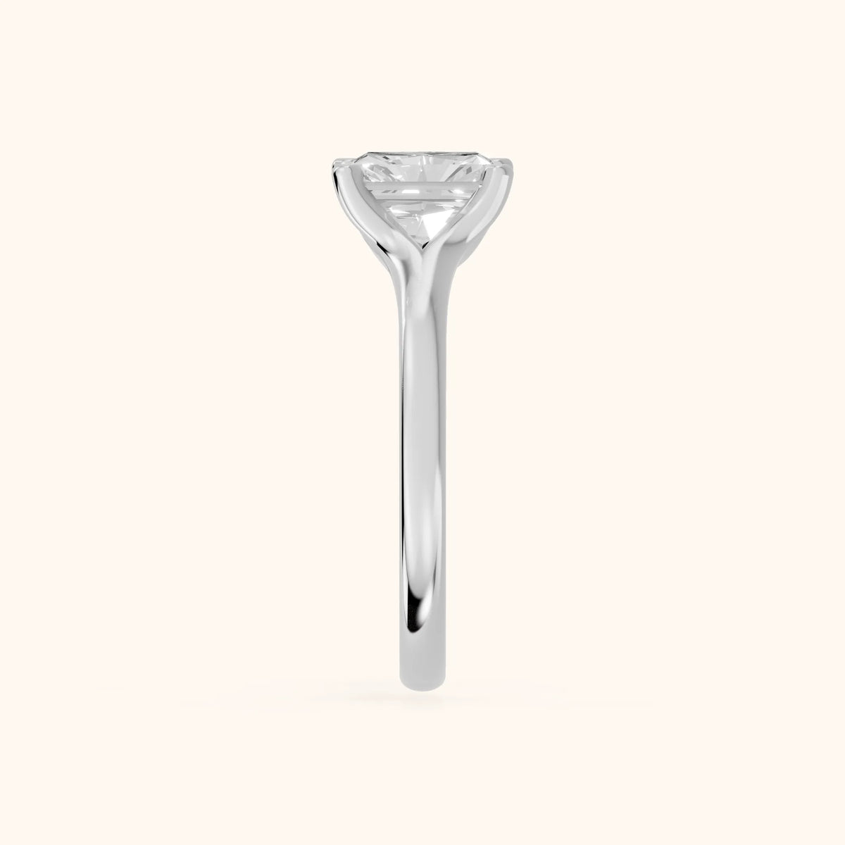 Nell Split Shank Solitaire Radiant Diamond Engagement Ring in Platinum - SideView.webp