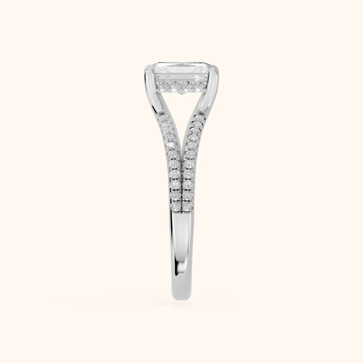 Eternal Embrace Solitaire Radiant Diamond Engagement Ring in Silver - SideView