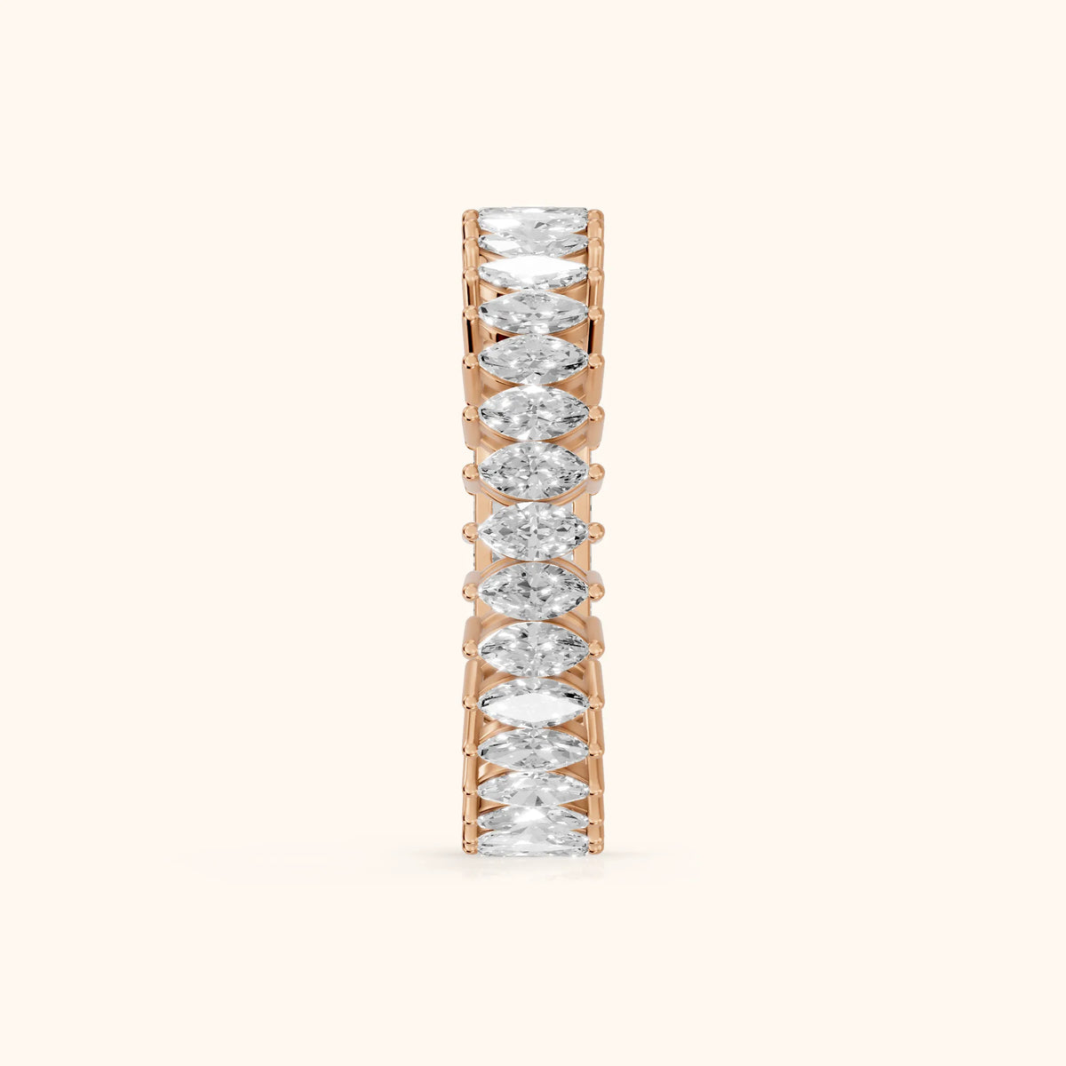 Maite Shared Prong Marquise & Baguette Diamond Eternity Band in Rose Gold - SideView