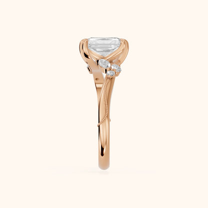 Joanna Milgrain Twist Radiant Diamond Engagement Ring in Rose Gold - SideView.webp