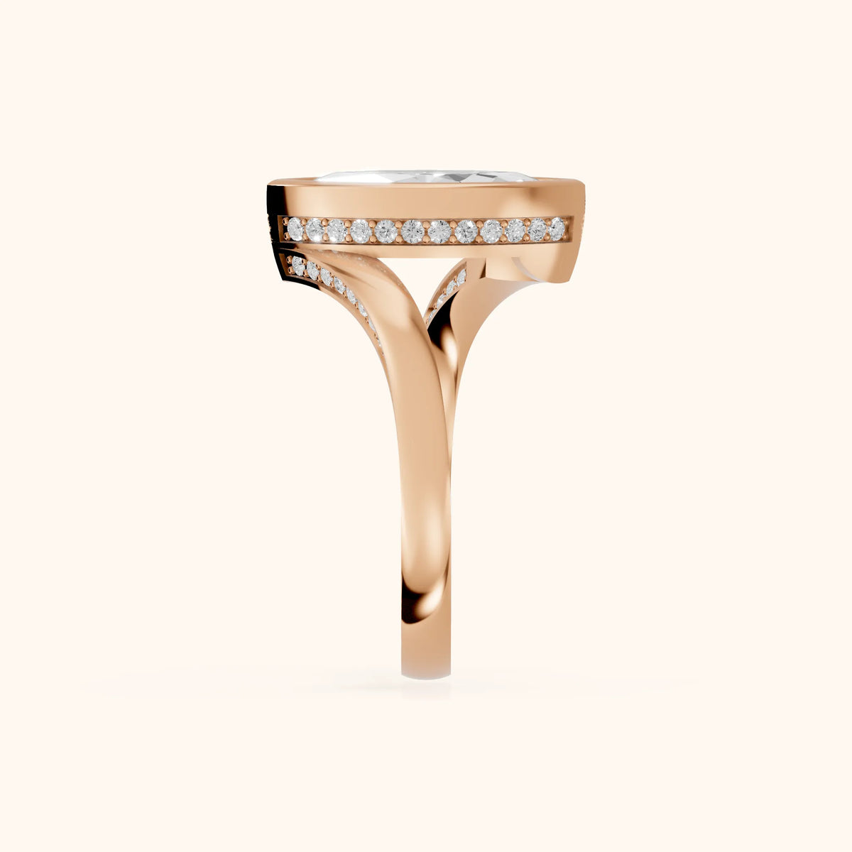 Marigold Bezel Bypass Marquise Diamond Engagement Ring in Rose Gold - SideView.webp