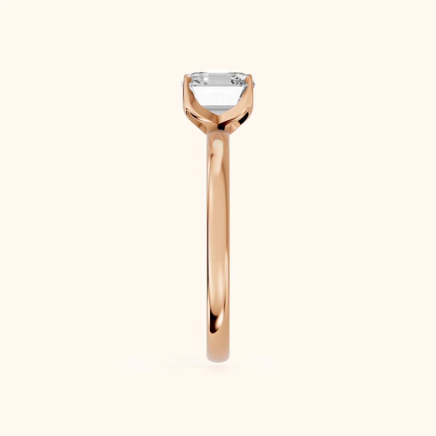Serena Blossom Solitaire Asscher Diamond Ring in Rose Gold - SideView